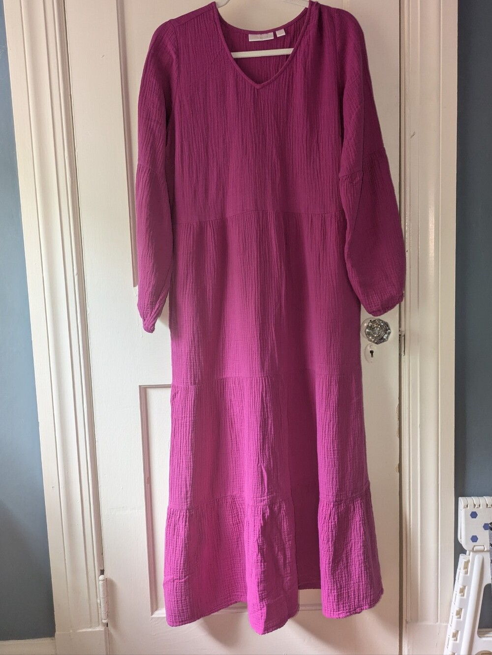 Hot Pink Cotton Tiered Maxi Dress
